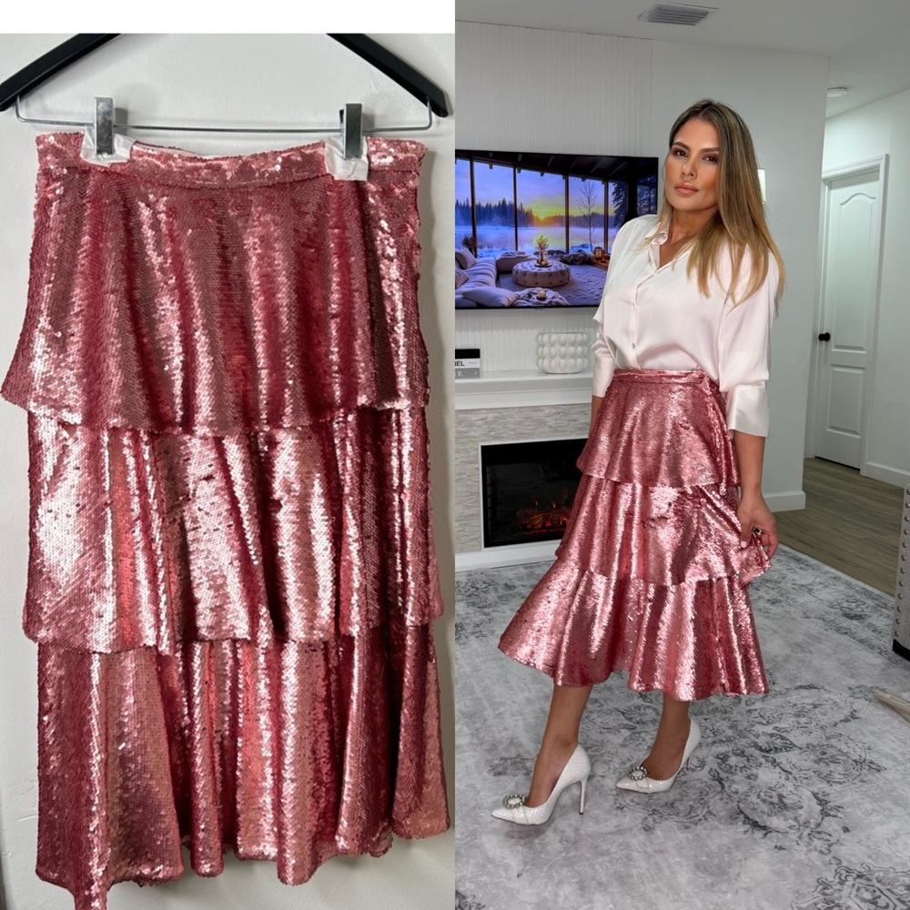 Rachel Parcell Pink Sequin Tiered Midi - Picture 17 of 17